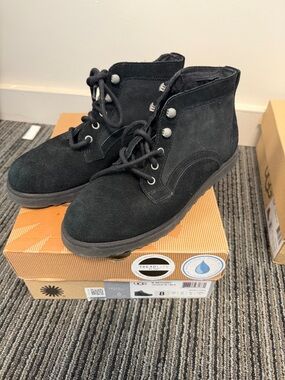 UGG Black Suede Lace-Up Ankle Booties